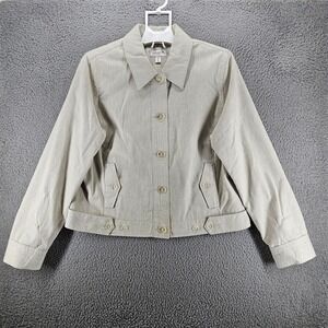 Isaac Mizrahi Bomber Jacket Blazer Size‎ XXL 2XL Ivory Gray Cotton - 2XL